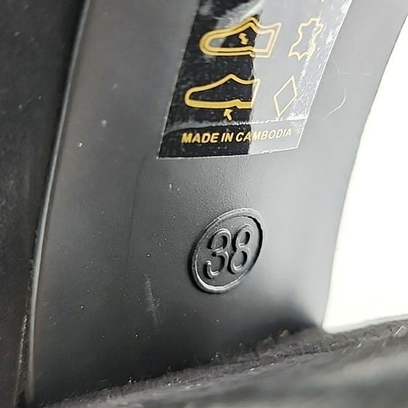 Le Chateau Flex Dressy Slip On Black Suede Pump Round Toe 4" Block  Heel Sz 38/8 - Picture 13 of 15